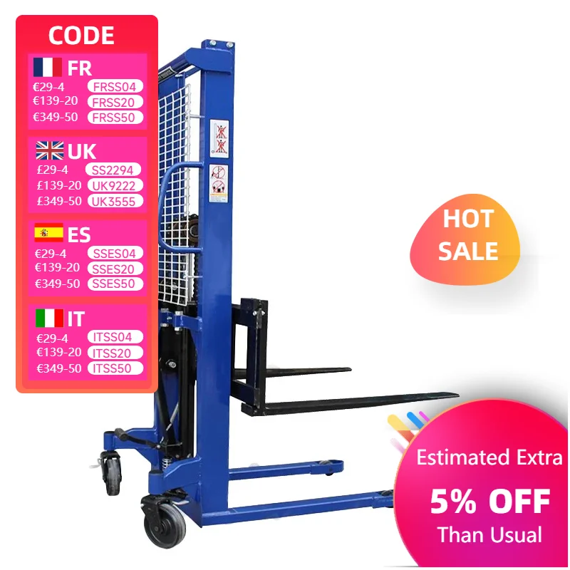 Manual Hydraulic Forklift Trucks 2T 1.6M Portable Hydraulic Lift Pallet Stacker Truck Forklift Stage Loader Used To Move Goods