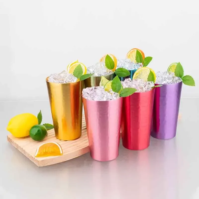 

new Stone Texture Aluminum Tumbler Set 6 Pcs 470ml – Lightweight Drinking Cups with Gift Box for Home, Travel, and Outdoor Use