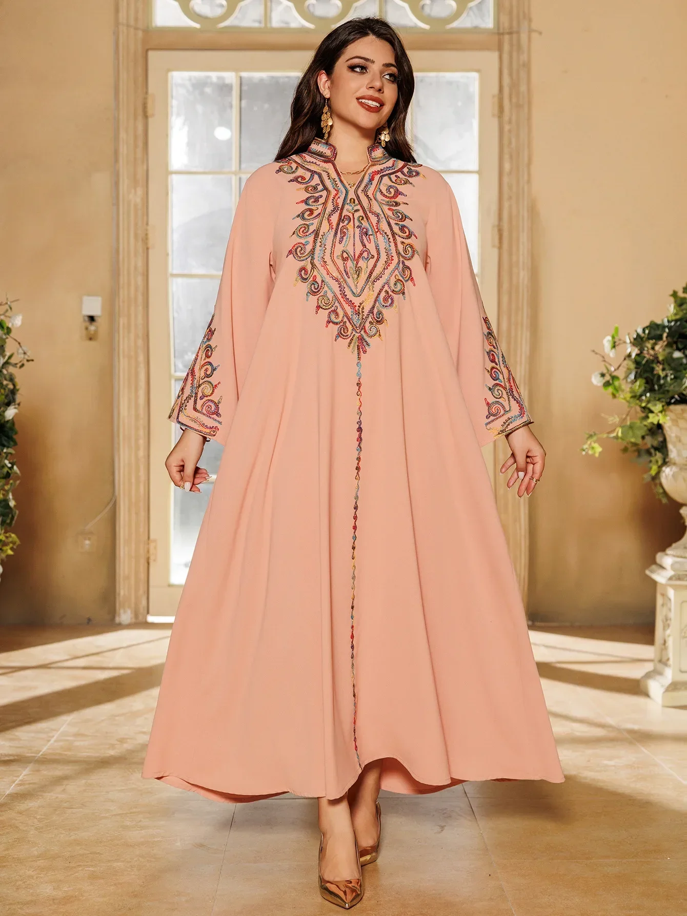 

Morocco Embroidery Abayas for Women Dubai Muslim Maxi Dress Turkey Eid Ramadan Kaftan Djellaba Islam Caftan Arab Marocain Gown