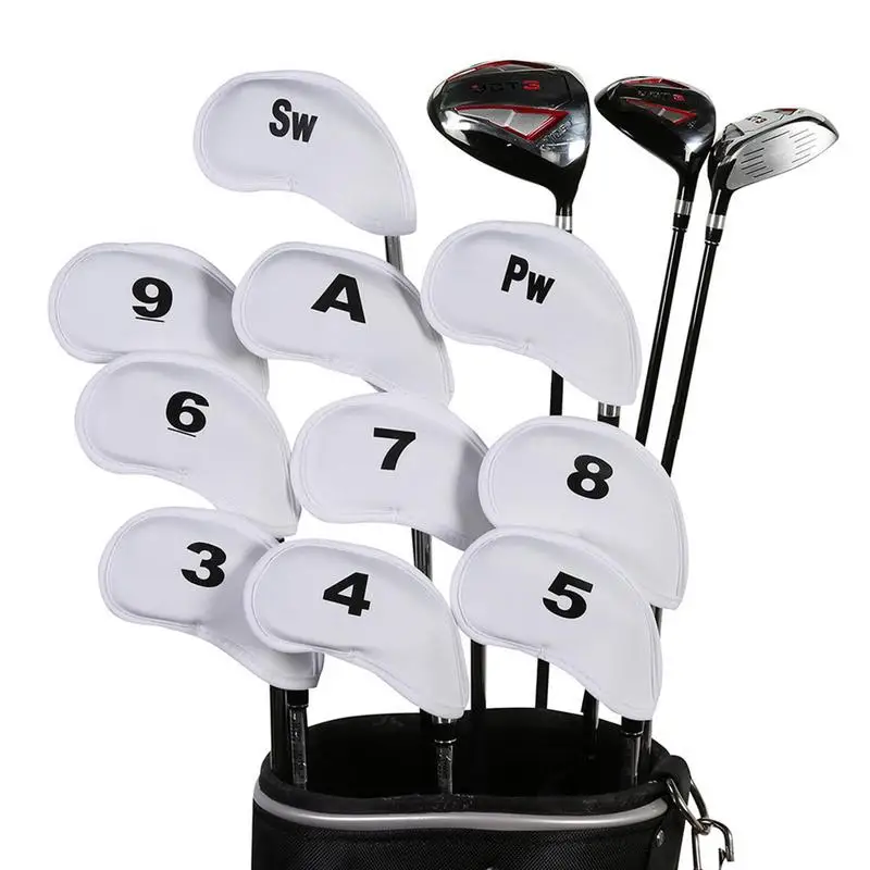 10pcs Golf Head Covers Club Iron Protector Neoprene Headcover Golf Accessory Black Golfer Light Gift For Golfers Three Colors