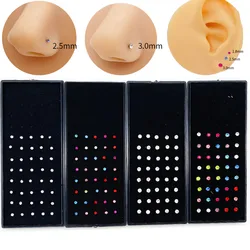 Nose Studs Stainless Steel Crystal Nose Ring Piercing Set For Women Gift With Box 24/40/60Pcs