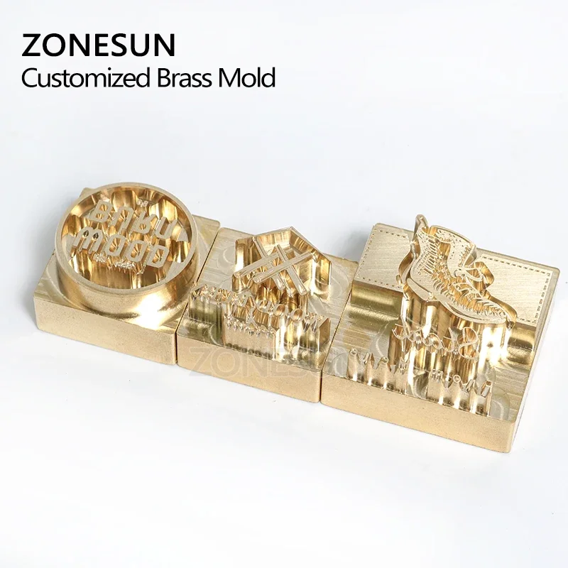 ZONESUN New 20mm thick Brass Leather Stamp Mold Brand Logo Hot Stamping Emboss Brass Mold for Christmas DIY Gift