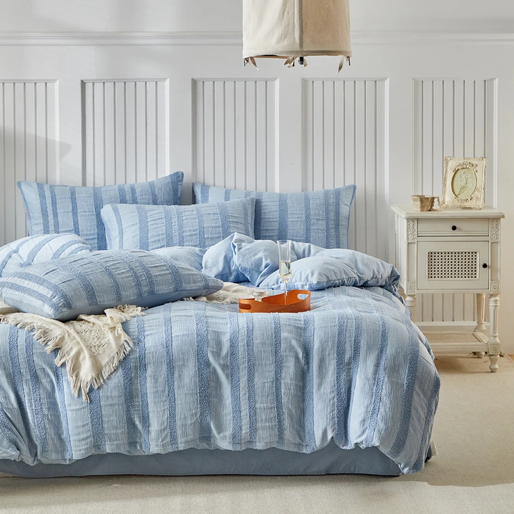 Duvet Cover Bedding Set Twin Full Queen King Size 135x200 Nordic Quilt Cover 240x220 Double Single Stripe Fold Bed Linen 200x200