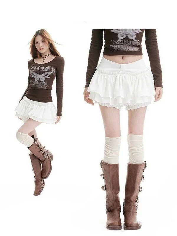 White Pleated  Skirt Women's Summer New Ballet Academy Style Short Skirt Sweet Cool Short Skirt Korean Style High Waist