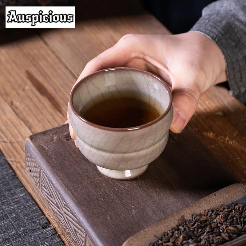 110ml Handamde Longquan Celadon Teacup Ge Kiln Porcelain Master's Personal Single Cup Gourd Tea Bowl Chazhan Mug Kung Fu Teaset