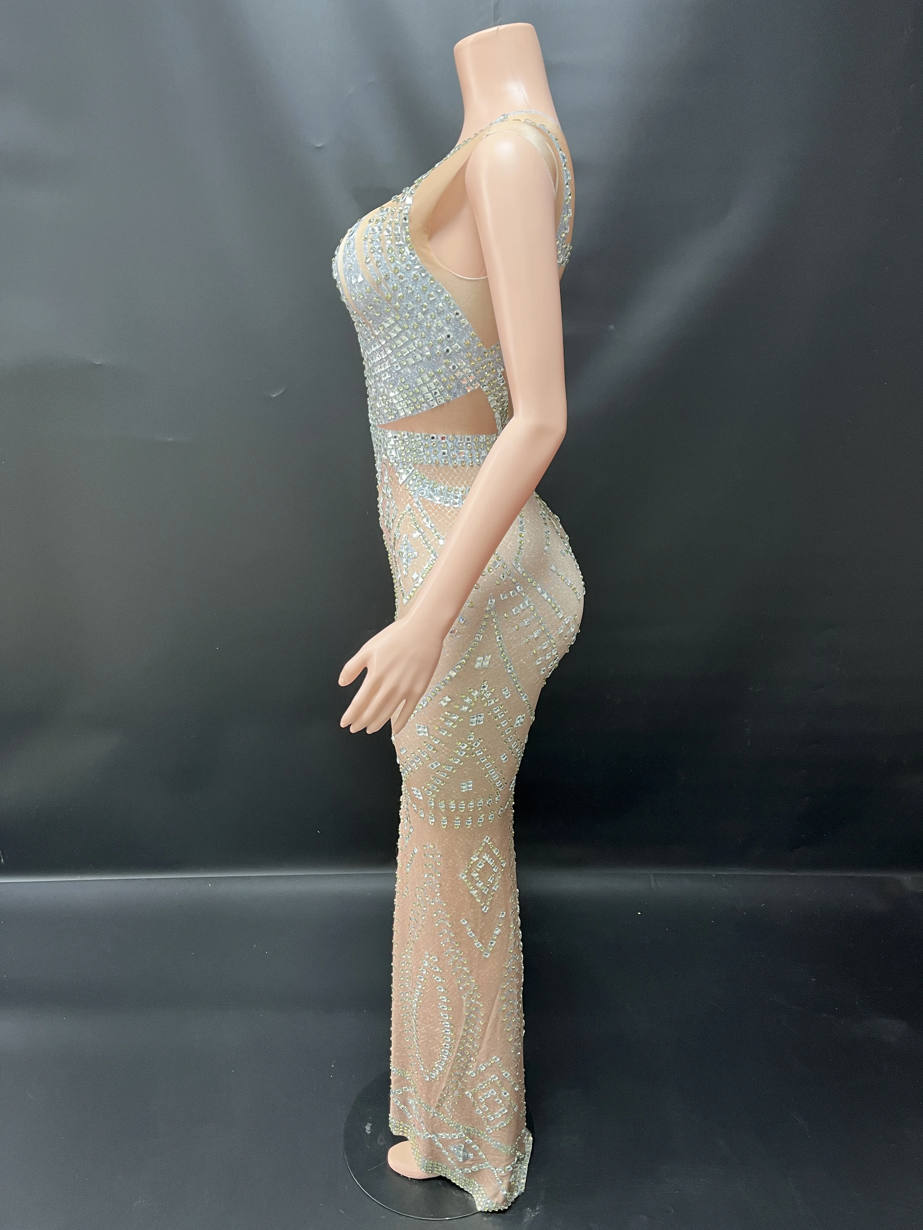 Luxe diners mesh avondjurk sexy vrouwen cocktailparty verjaardag baljurk high-end sprankelende kristallen fotoshoot dragen