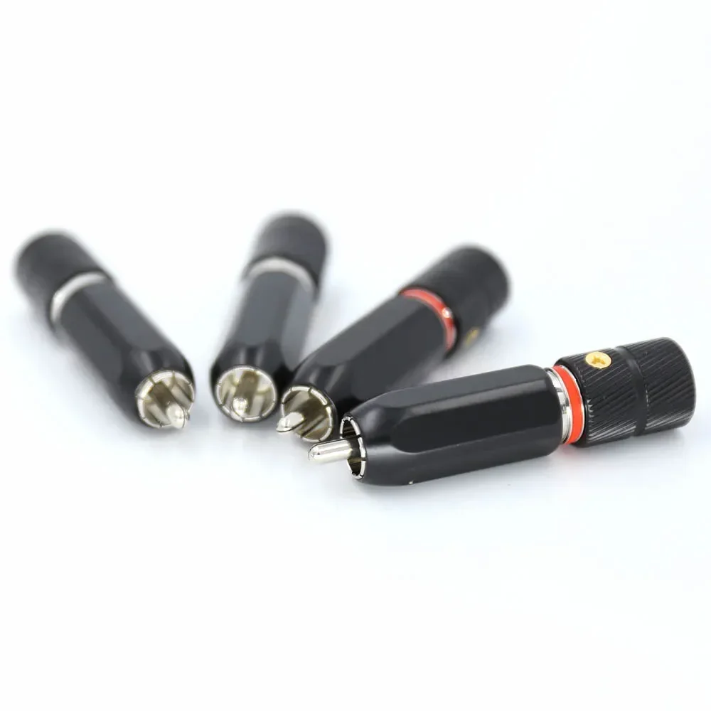 로듐 도금 RCA 플러그, 포노 구리 커넥터, HiFi, 4 배 잠금, 9mm 케이블