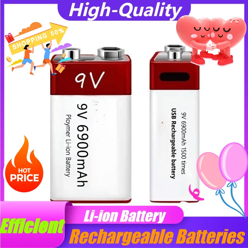 

9V 6900mAh Lithium-ion Rechargeable Battery Mini USB Battery Lithium Battery