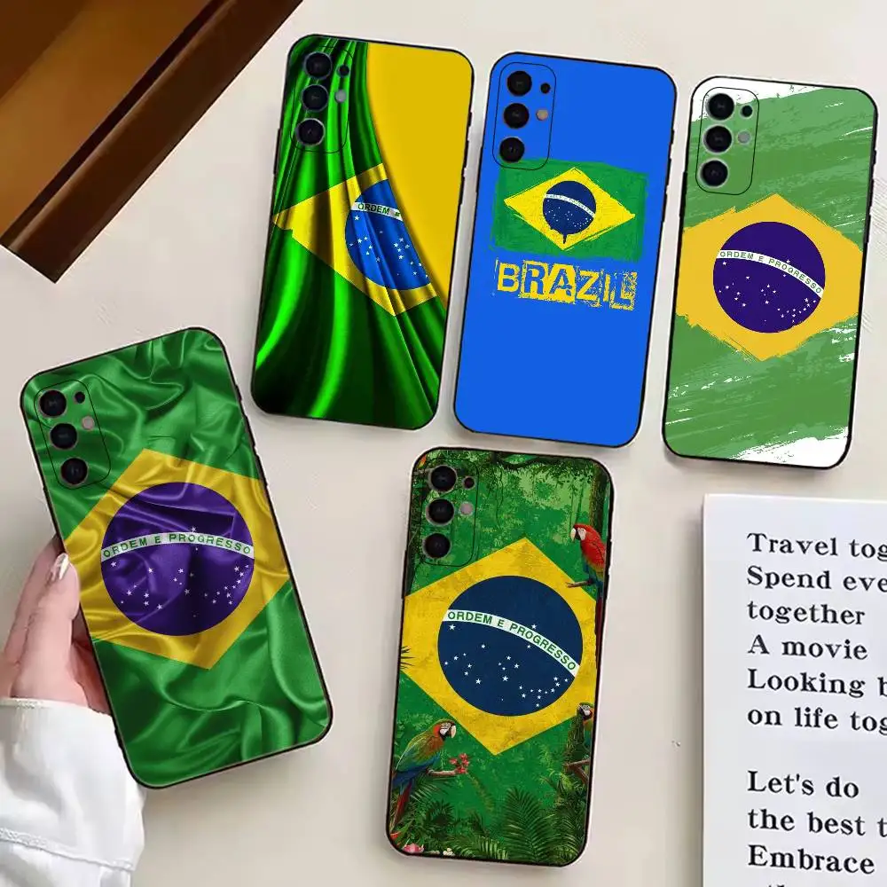Brazil Flag Football Support  Phone Case For Samsung S25,S24,S21,S22,S23,S30,Ultra,S20,Plus,Fe,Lite,Note,10,Black Cover