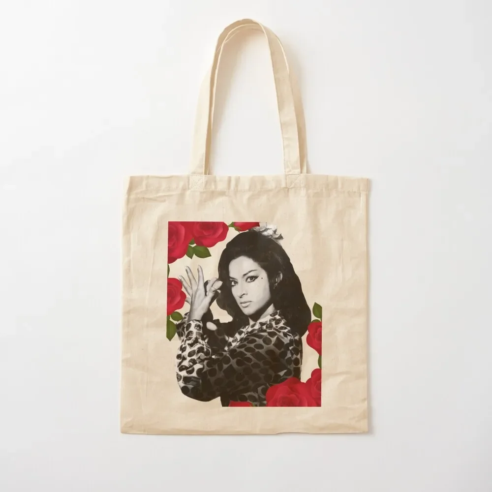 

Lola Flores - Red Roses Tote Bag shopping cart bags Canvas bag for women shopping bags foldable tote bags cloth Tote Bag