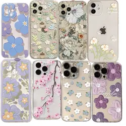 Clear Floral Flower Print Soft Case for OPPO Reno 13F 11 12 13 Pro 11F 12F 5G 7 4G A60 A38 A18 A57 A77 A58 A78 A98 A79 5G Cover