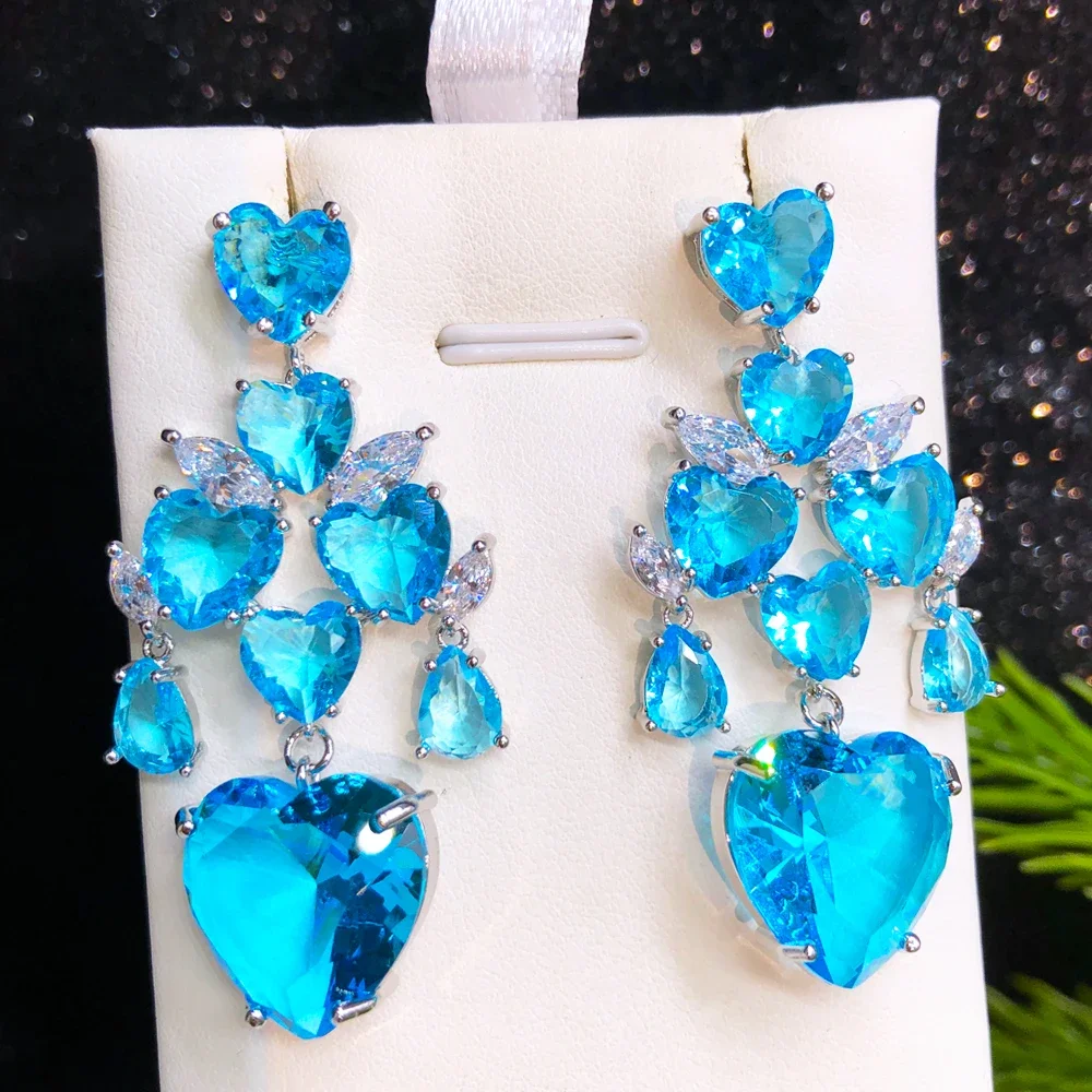 

Kellybola New Sweet Romantic Heart Pendant Earrings For Women Wedding Party Jewelry Ladies Daily Trendy Accessories Hot Sale