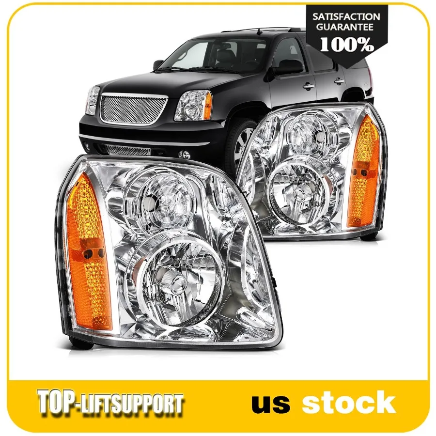 

2 шт. пара фар в сборе для GMC Yukon XL 1500 2500 2007-2014 годов, хромированный корпус
