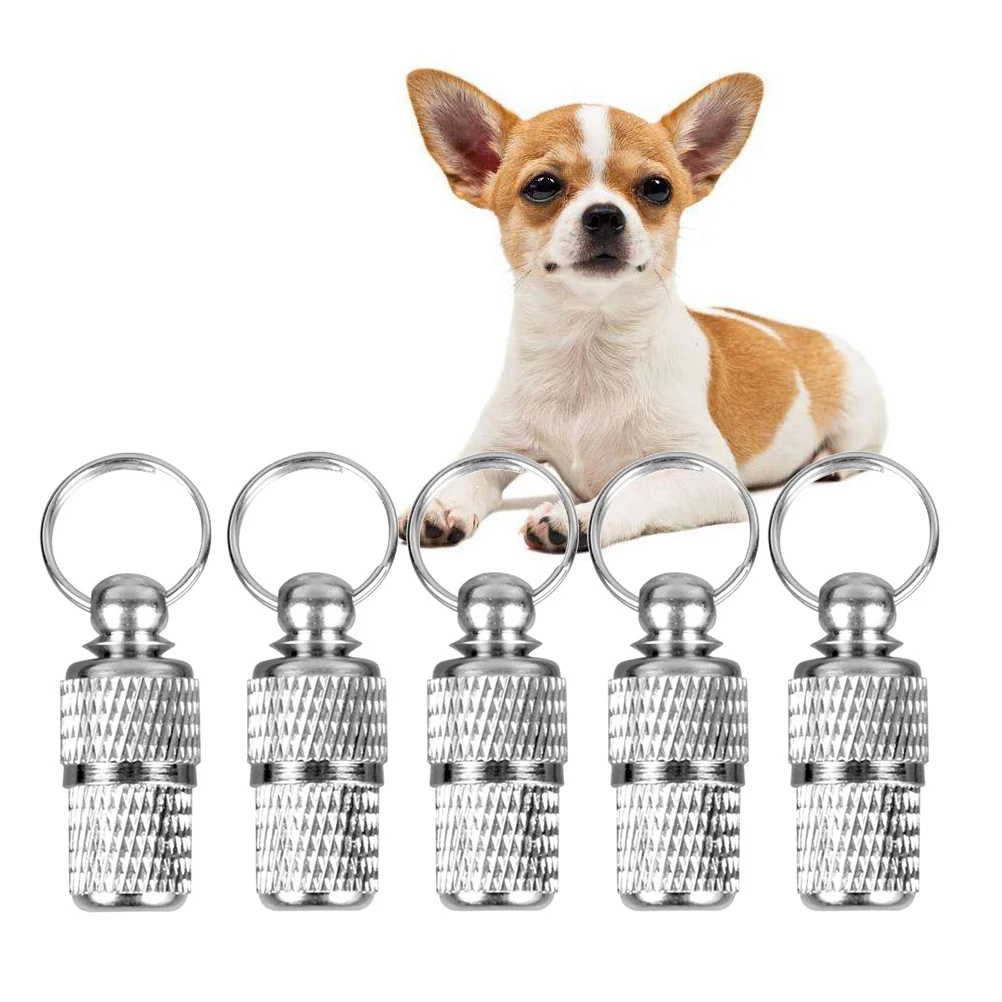 

6pc Pet Id Tube Identity Tag Barrel Lightweight For Cat Dog Collar Name Address Storage Practical Design Pet Accessories