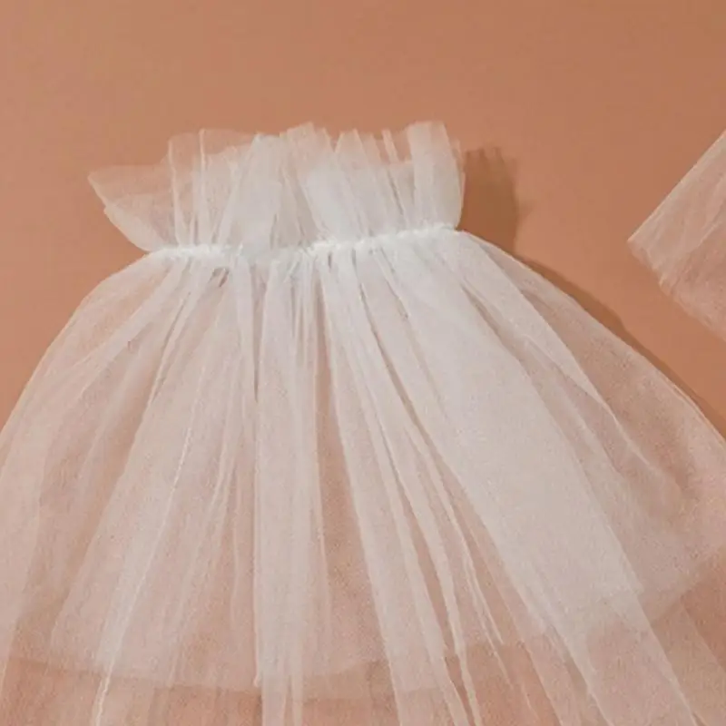 D0UD Gorgeous Pleated Tulle Sleeve Puff Wedding Sleeve Supplies