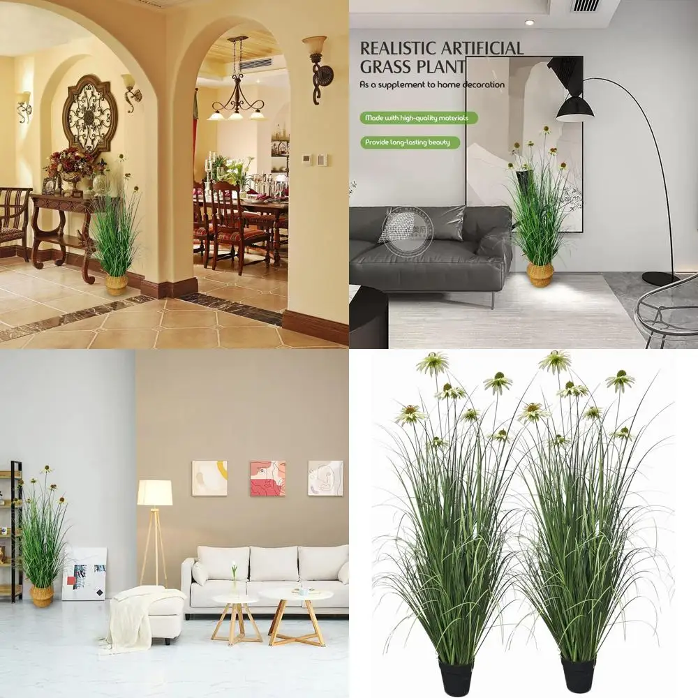 

46 Искусственная трава с 9 реалистичными цветами эхинацеи — идеально подходит для использования в помещении и на открытом воздухе, подарков на новоселье, декоративной травы, пола P