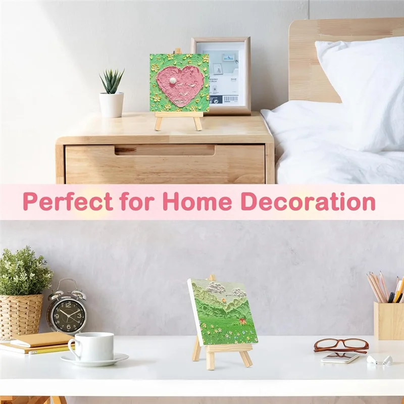 WCS-Mini Canvases With Easel Sets, Small Painting Canvas With Mini Easel 4 X 4 Inch Art Canvases Painting Kit