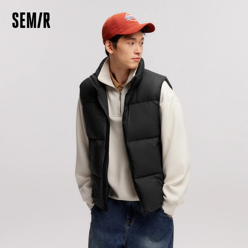 Semir Down Vest Men 2024 Winter New Thermal Three-Proof Coat Solid Color Puffer Vest Versatile Vest