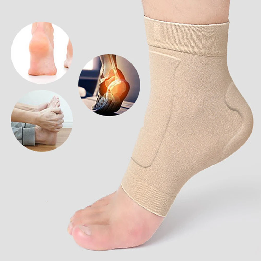 1 Pair Ankle Malleolar Gel Sleeves, Padded Skate Sock with Ankle Bone Pads for Figure Skating, Hockey, Inline Roller, Ski Hiking