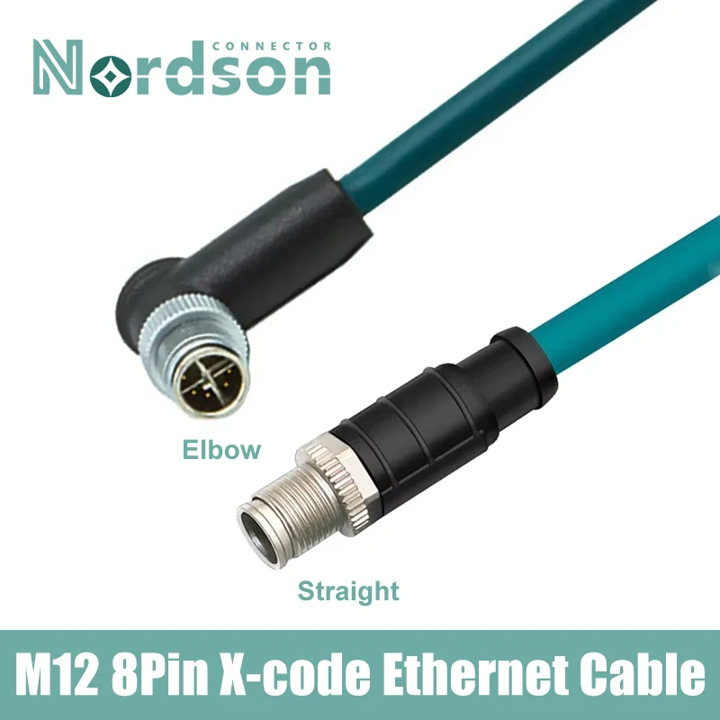 M12 8pin X-type Male Head To RJ45 Encoding Line Industrial Ethernet X-type Network Cable 8-code Shield Cat6 Kilomega Connector