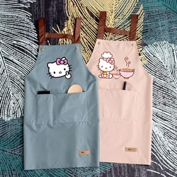 Hello Kitty Print Kitchen Cooking Apron Cartoon Cotton Kuromi Kitchen Women Apron for Dinner Party Waterproof Oil-Proof Gifts