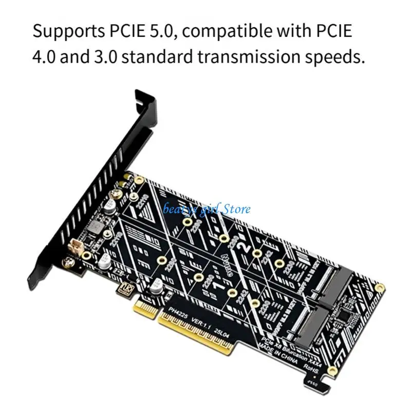 

Плата расширения C7AB Quick PCIE 5.0 Плата расширения с двойным отсеком Двойной M.2 NVMe для PCIE