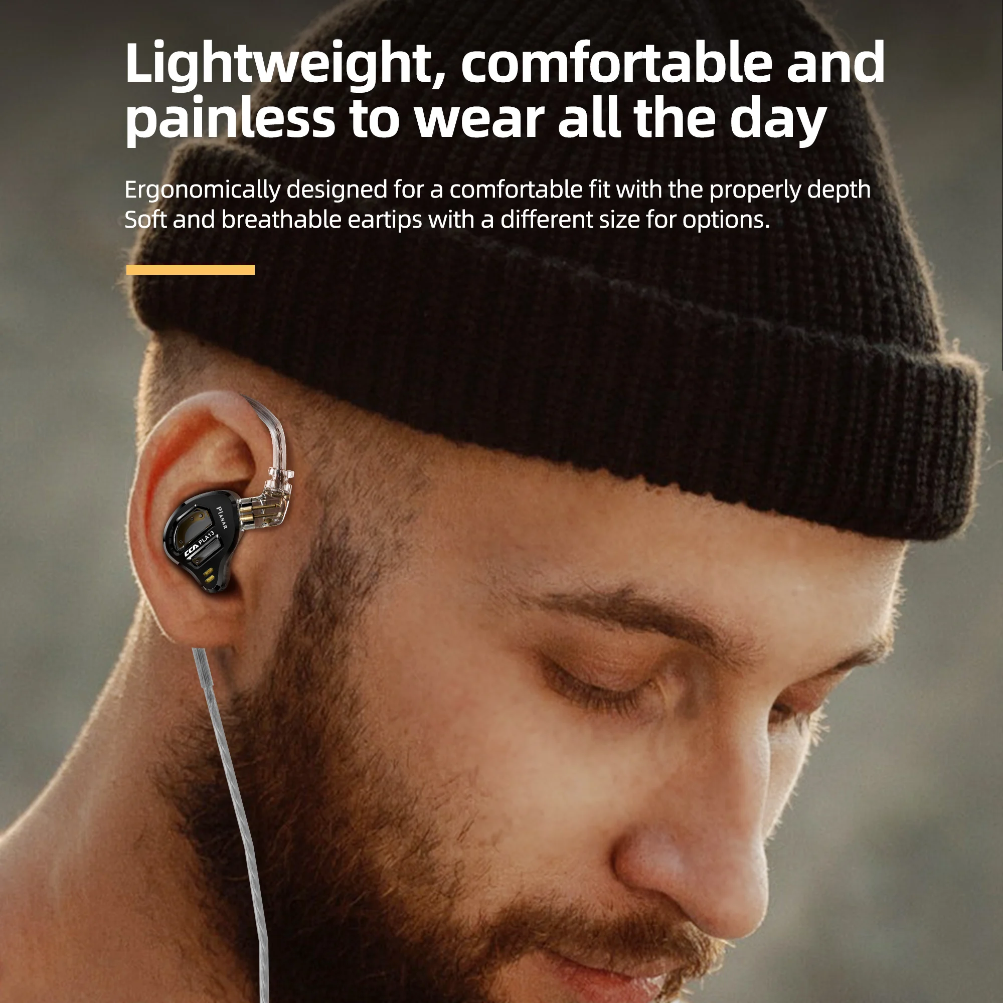 CCA PLA13ชุดหูฟังแบบมีสาย Orthodynamic Driver In Ear Monitor หูฟังหูฟังพร้อมไมโครโฟน HIFI Bass กีฬาหูฟัง