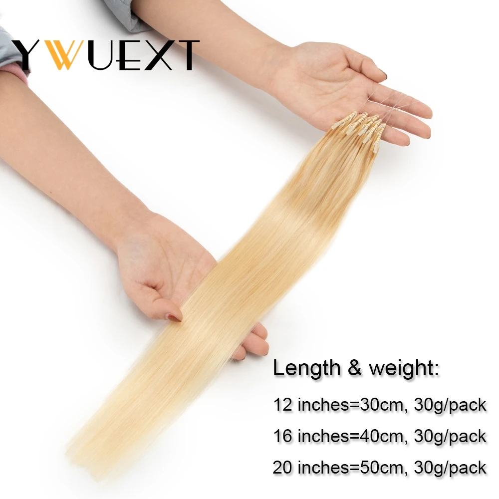 Micro Beads Human Hair 8D Hair Extensions 12-20 inch Natural Staight Machine Remy Nano Ring Hair Black Blonde 30g/pack