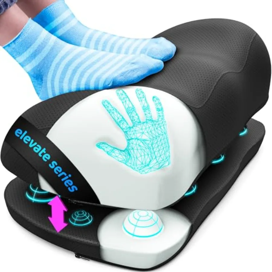 

Подставка для ног Elevate Series от Everlasting Comfort: регулируемая, с точечными массажными элементами, для использования под столом на работе – комфортная