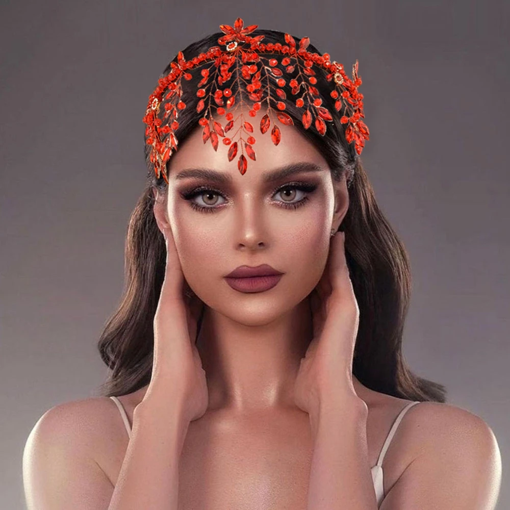 

DZ228 2024 Bride Red Crystal Hair Band Wedding Hair Jewelry Accessories Bridal Headpiece Headband Bride Hair Accessories