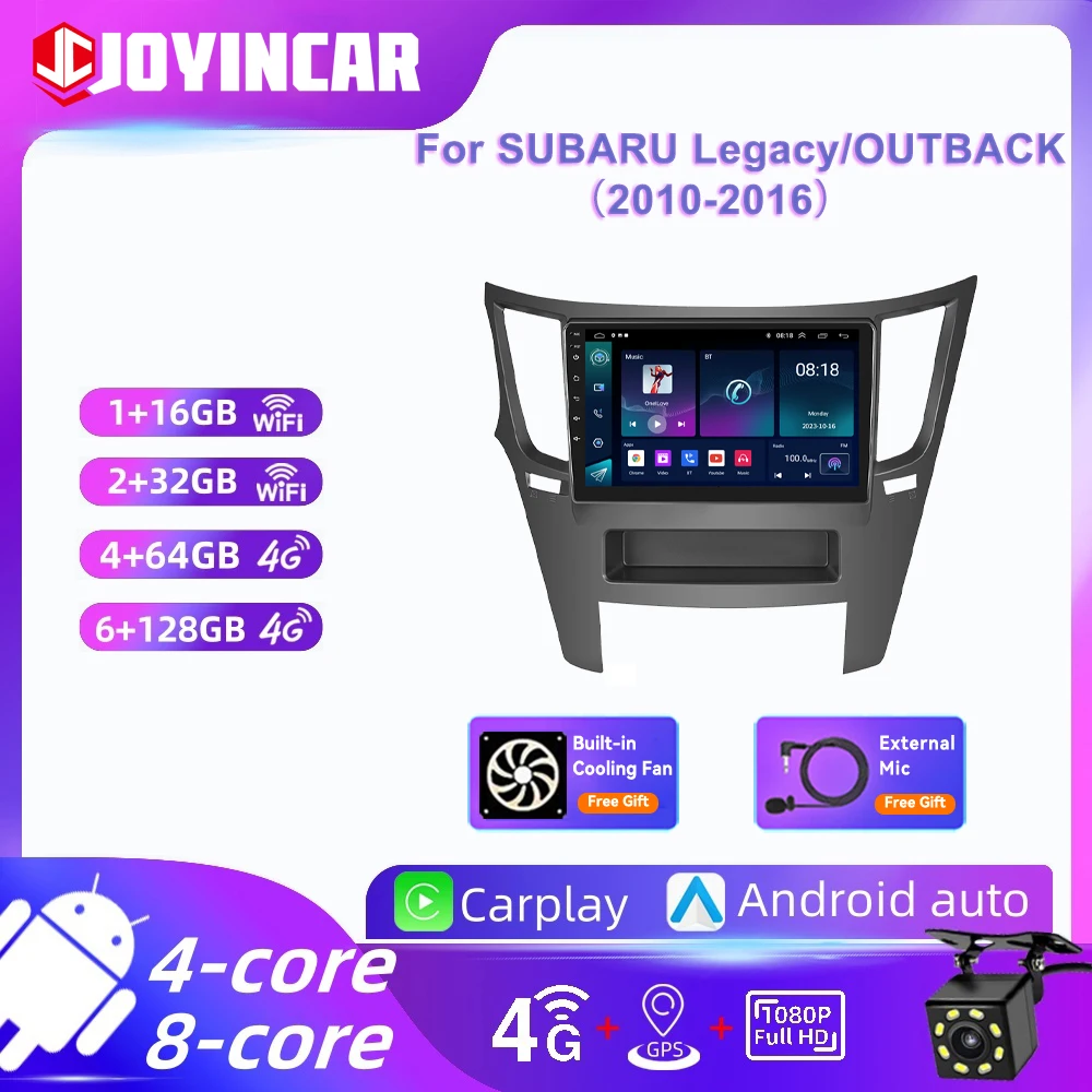 Android 13 Car Radio Multimedia Video Player, Navegação GPS, Carplay, Auto Stereo, 2Din, 8Core, Subaru Legacy, Outback 2010-2016