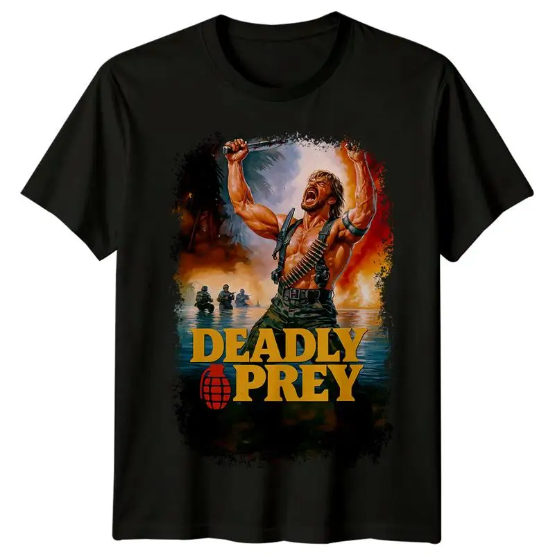 Deadly Prey 1987 Movie Poster Inspired  T shirt Retro 80s