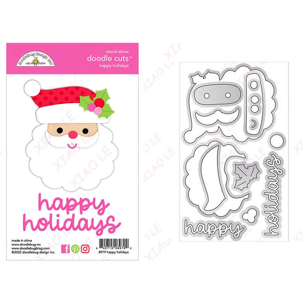 Merry Christmas Happy Holidays Metal Cutting Dies Scrapbooking New Make Photo Album Card Diy Paper Embossing Craft Supplies