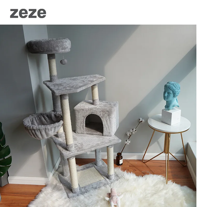 Cat climbing frame furniture Cat scratch Cat tree tower house Cat condo One large cat shelf Non-occupied scratching post Cat toy