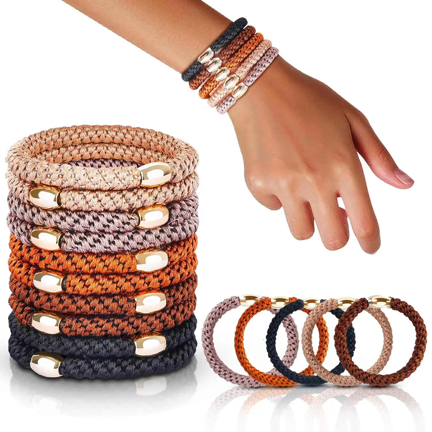 

Hair Ties No Damage - 10PCS Ponytail Holders - Elastic Hair Ties for Thick Hair - Braided Hair Bands