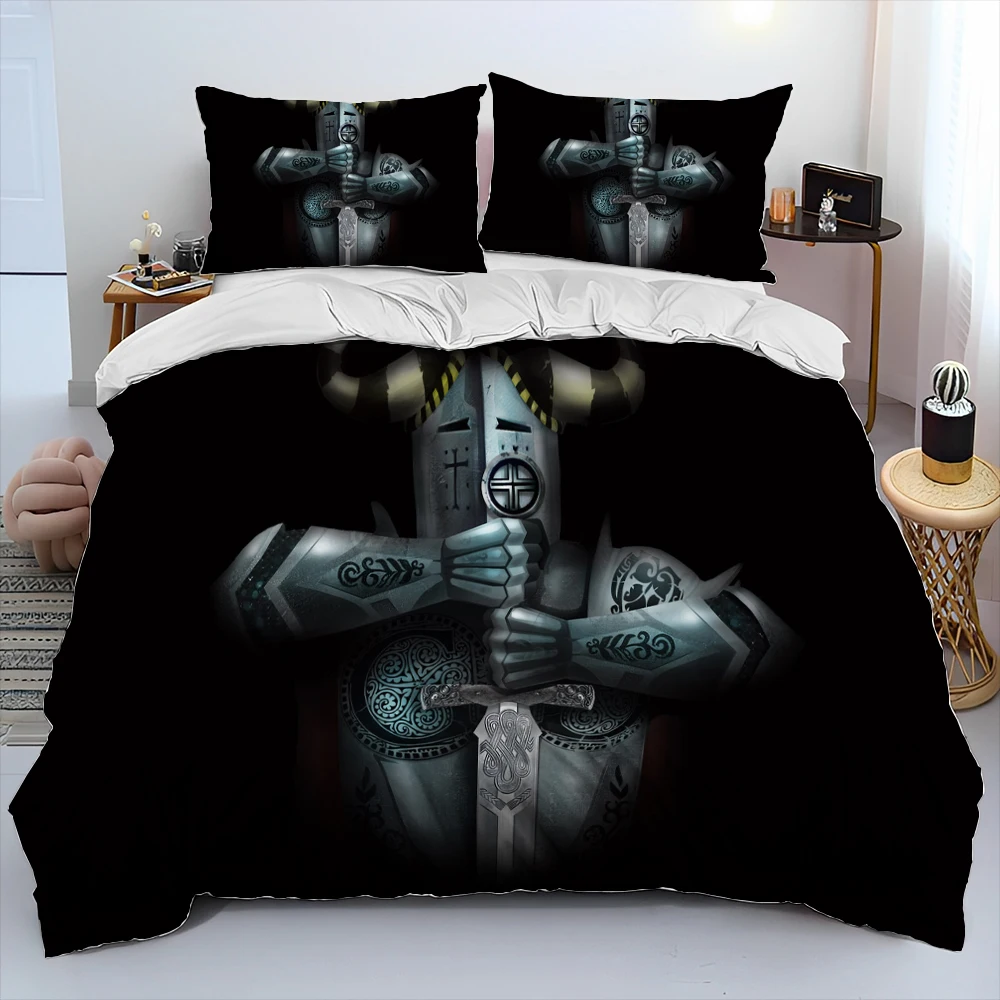 Imagem -05 - Cavalier Cavaleiro Templário Crusaders Consolador Bedding Setduvet Cover Bed Conjunto Quilt Cover Fronha King Queen Size Conjunto de Cama