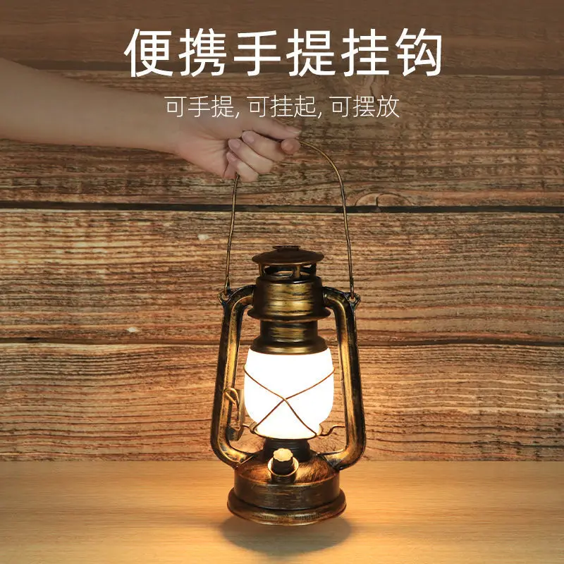 Rechargeable Bar Table Lamp Creative Retro Ambience Light Decoration Desk Lamp Outdoor Vintage Kerosene Lamp Barn Lantern