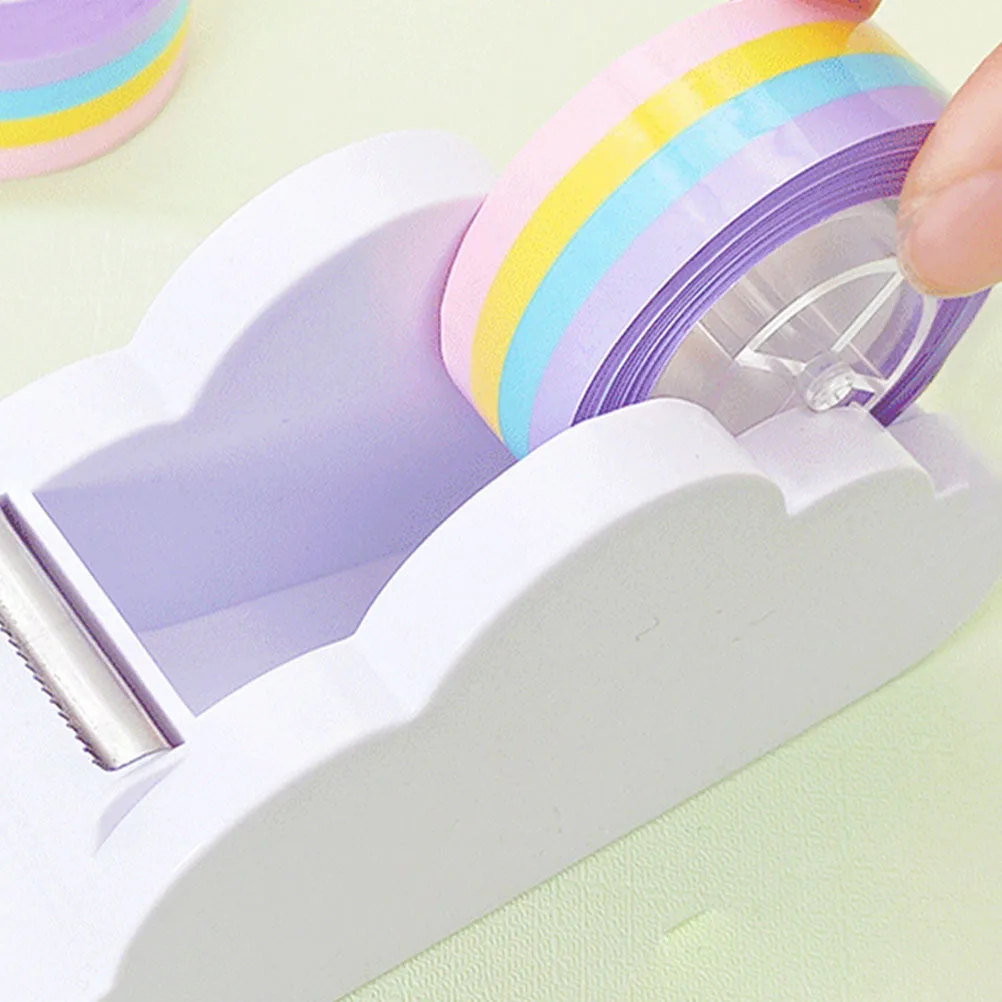 

2 set Rainbow Cutter Smooth Edge Portable Dispenser For Office School Home Use Desk Tape Holder Practical Tape Accessory