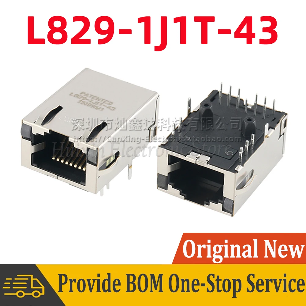 

2pcs L829-1J1T L829-1J1T-43 RJ45 Jack 8P8C Network Single Port Tab Up LED Filter Interface Connector 1000 Base-TX Fast Ethernet