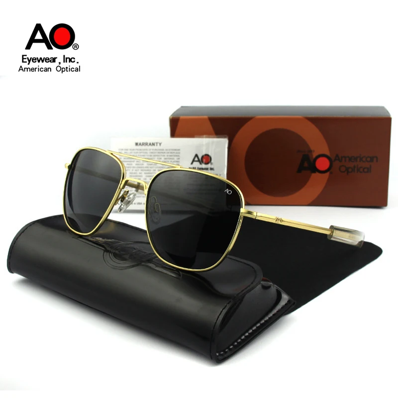 American AO Sunglasses Men Army Military Aviation Pilot Sun Glasses Polarized Lens Woman Luxury Brand Vintage With Original Box