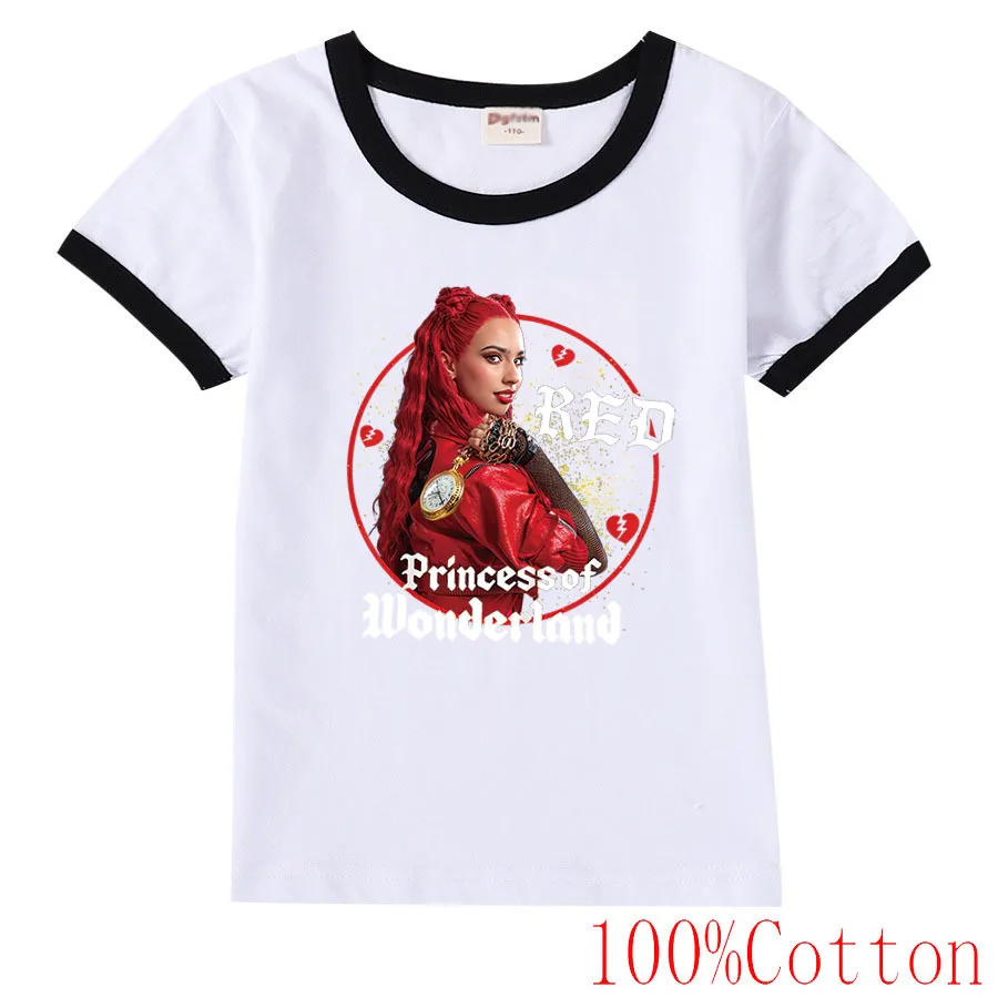 Descendants 4 Shirt Kids Clothes Girls The Rise of Red Tshirt Summer Short Sleeve Cotton Tops Cartoon Tee Children Birthday Gift