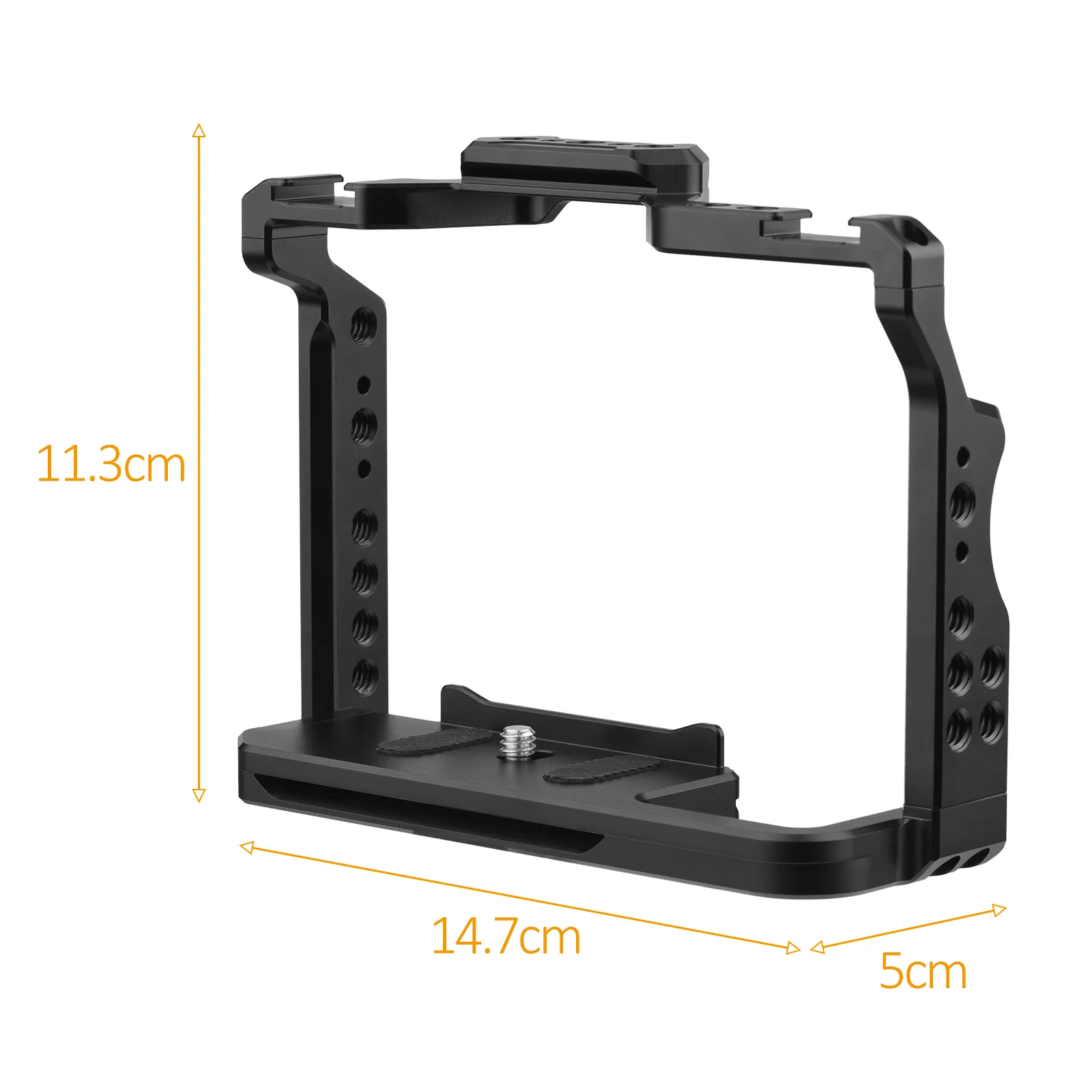 Andoer Camera Cage Aluminum Alloy Video Cage with Dual Cold Shoe Mounts Numerous 1/4 Inch Threads Replacement for Sony A7IV