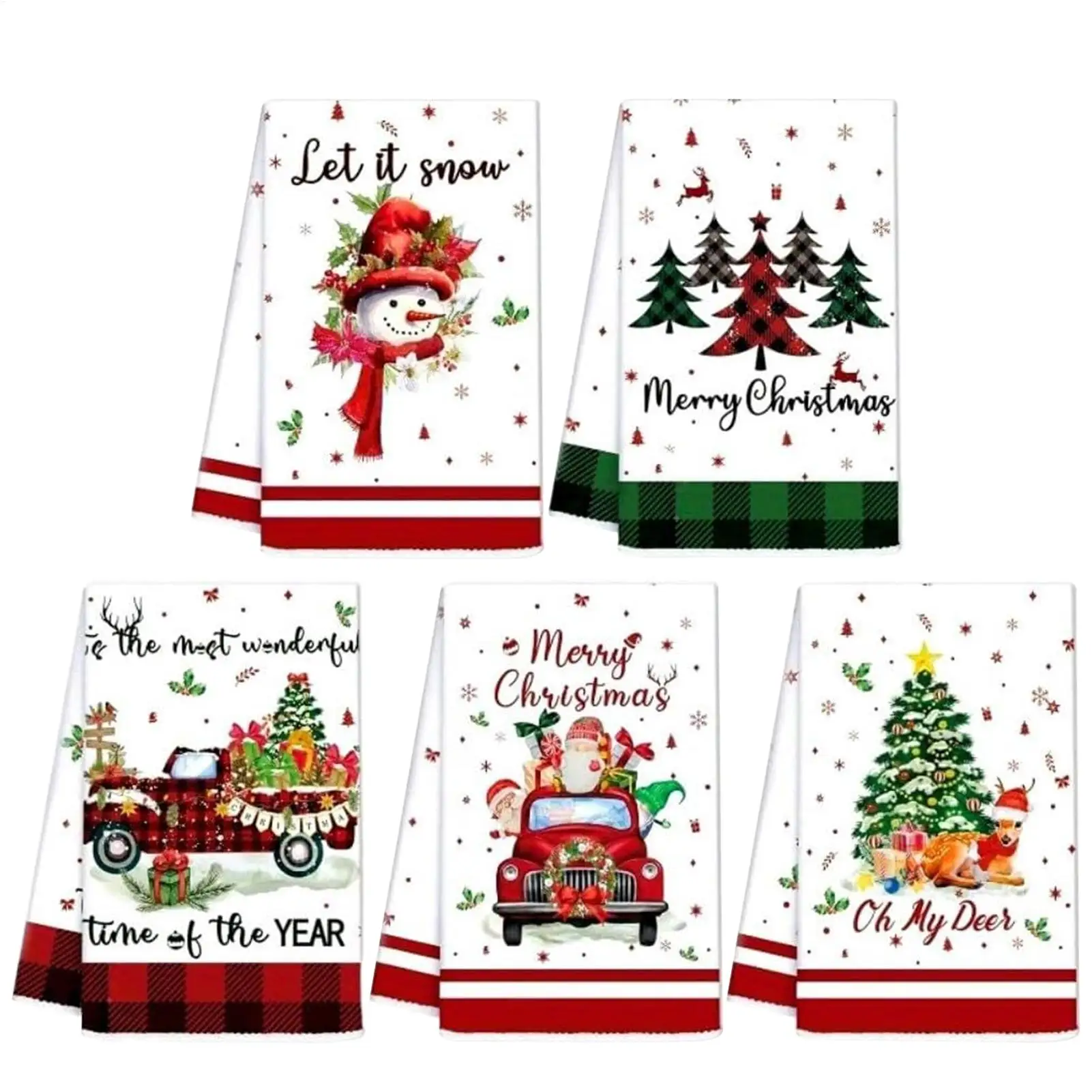 Christmas Gingerbread Man Stars Kitchen Dish Tea Towels Cleaning Supplies Quick Drying Bar Hand Dishcloths Christmas Decorations