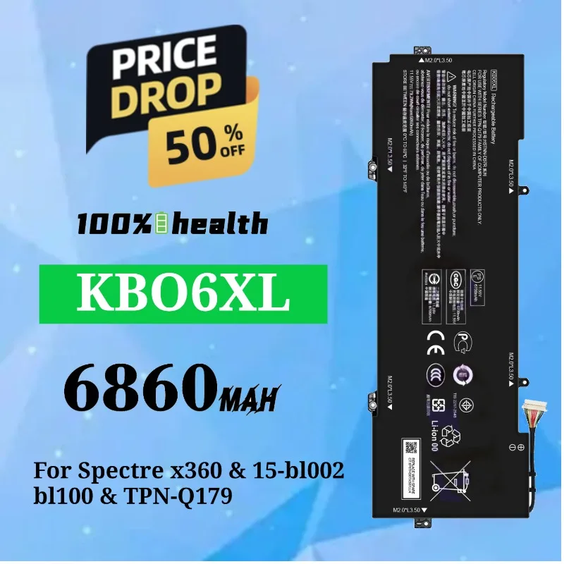 

KB06XL 6860mAh Laptop Battery for HP X360/15-BL002/BL100/TPN-Q17 Lithium Rechargeable Battery