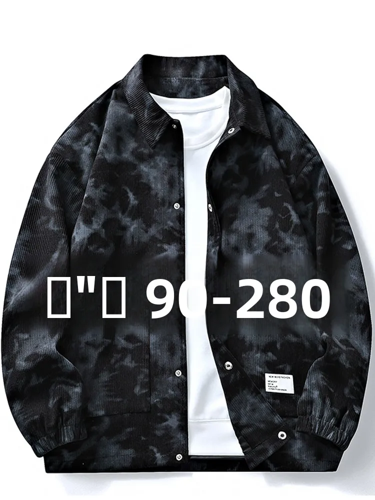 

plus Size Men's Corduroy Jacket Spring Autumn Flip Collar Loose Fit Comfortable Polyester Youth Trendy Anti-Wrinkle Shirt