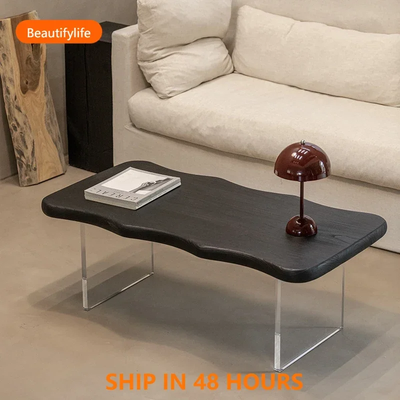 

Minimalist solid wood carbonized coffee table household modern small apartment living room coffee table wind light luxury FH