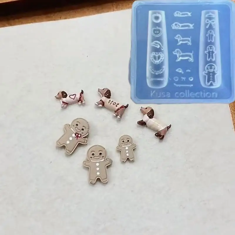 

3D Puppy Gingerbread Man Silicone Mold Nail Art Decorations DIY Transparent Nail Templates Jewelry Crafts Manicure Design Tool