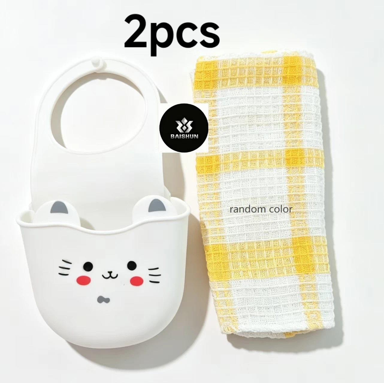2Pcs Cute Cat Silicone Faucet Cover with Drain Hole Sponge Holder, Kitchen Sink Drain Rack, Countertop Storage Organizer for Kit