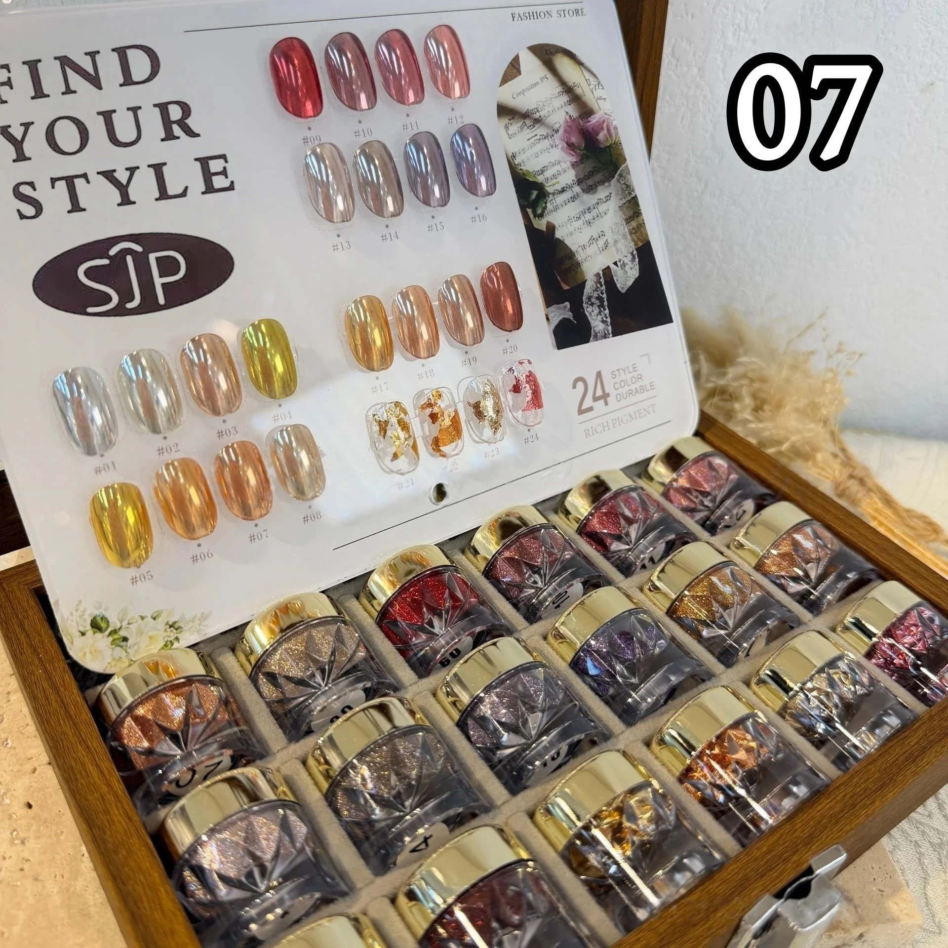 High-End Nail Art Set, 24 Colors Moonlight Mirror Powder Kit, Ultra-Fine Glitter , With Storage Box and Nail Swabs