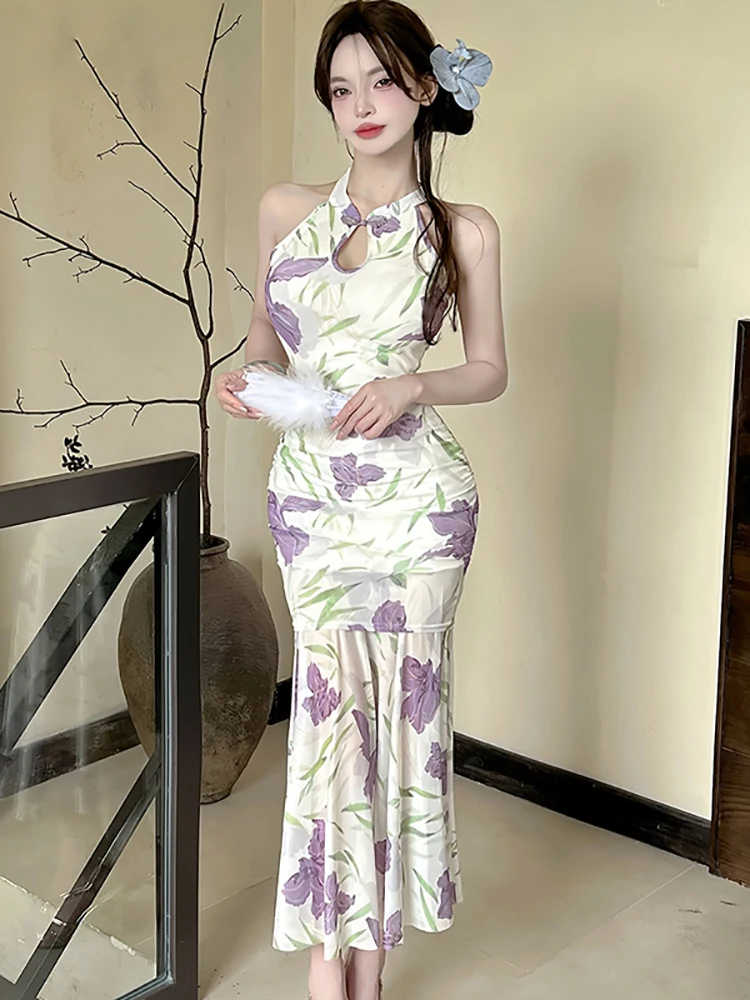 ผู้หญิง Boho ดอกไม้ Chic คอยาวชุดฤดูร้อน Elegant Ruffled ชุดลําลอง 2025 เกาหลีแฟชั่น Bodocn One Piece ชุด